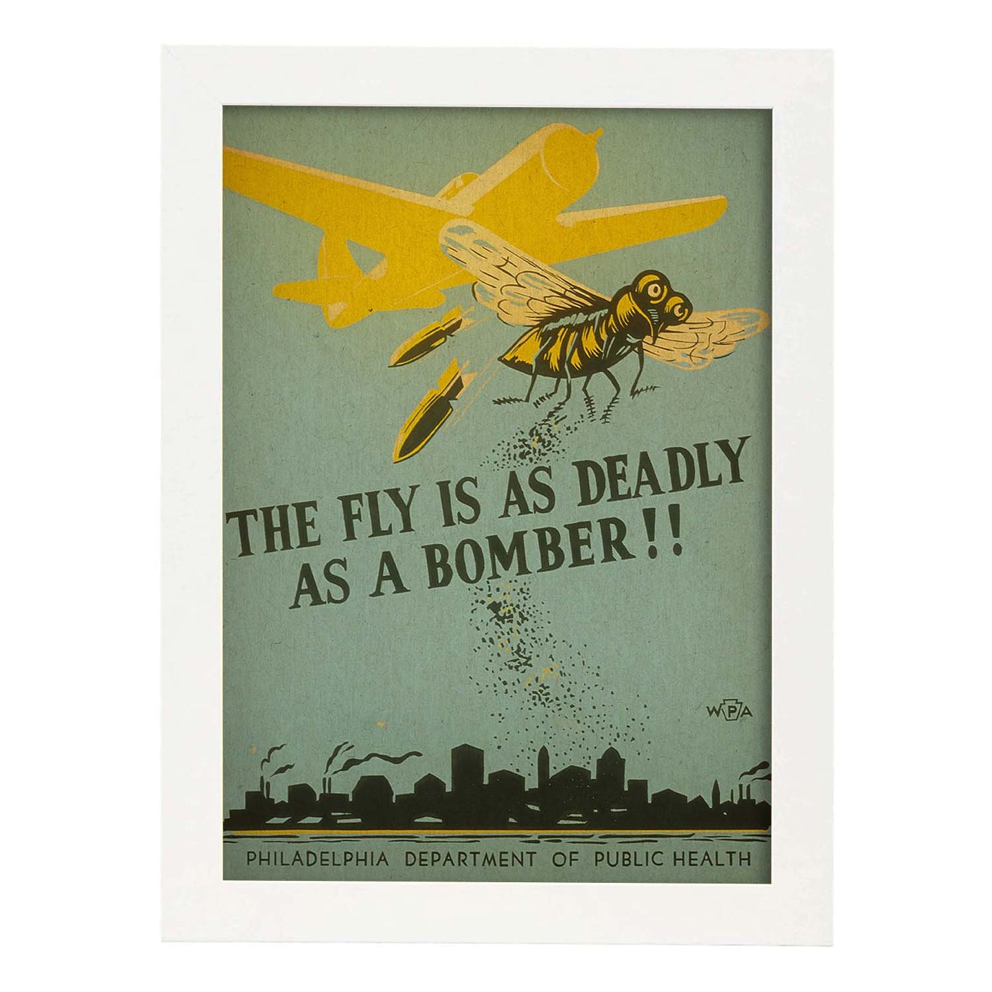 Poster vintage. Cartel vintage de salud publica. Mosca peligrosa.-Artwork-Nacnic-A4-Marco Blanco-Nacnic Estudio SL