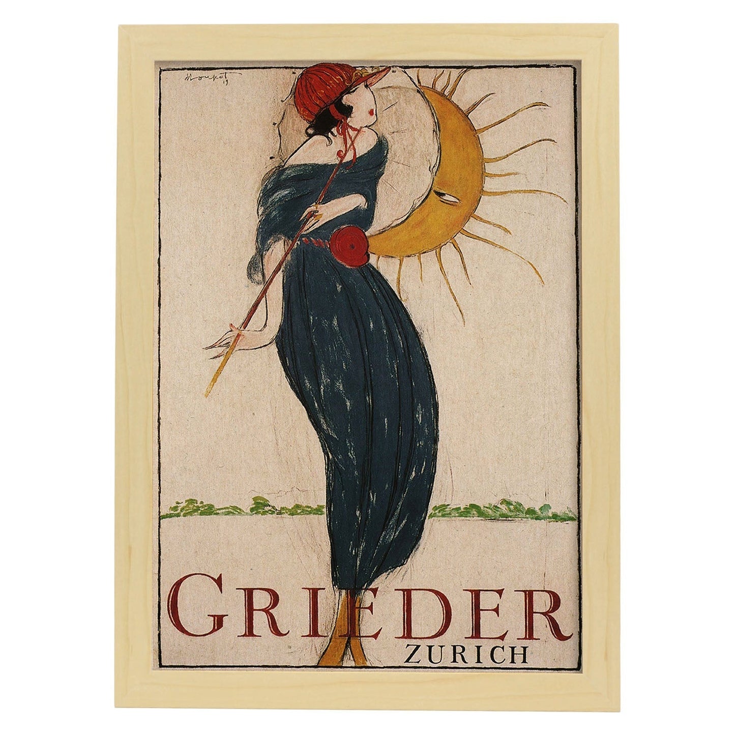 Poster vintage. Cartel Vintage "Grieder".-Artwork-Nacnic-A3-Marco Madera clara-Nacnic Estudio SL