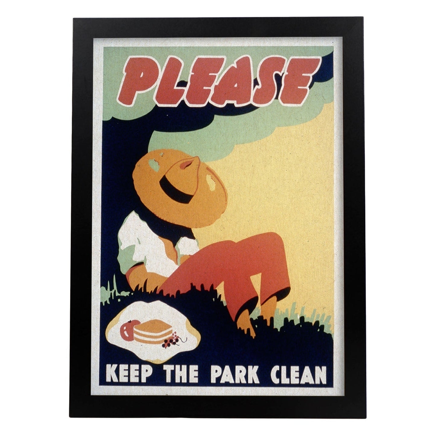 Poster vintage. Cartel vintage Limpia tu parque".-Artwork-Nacnic-A3-Marco Negro-Nacnic Estudio SL