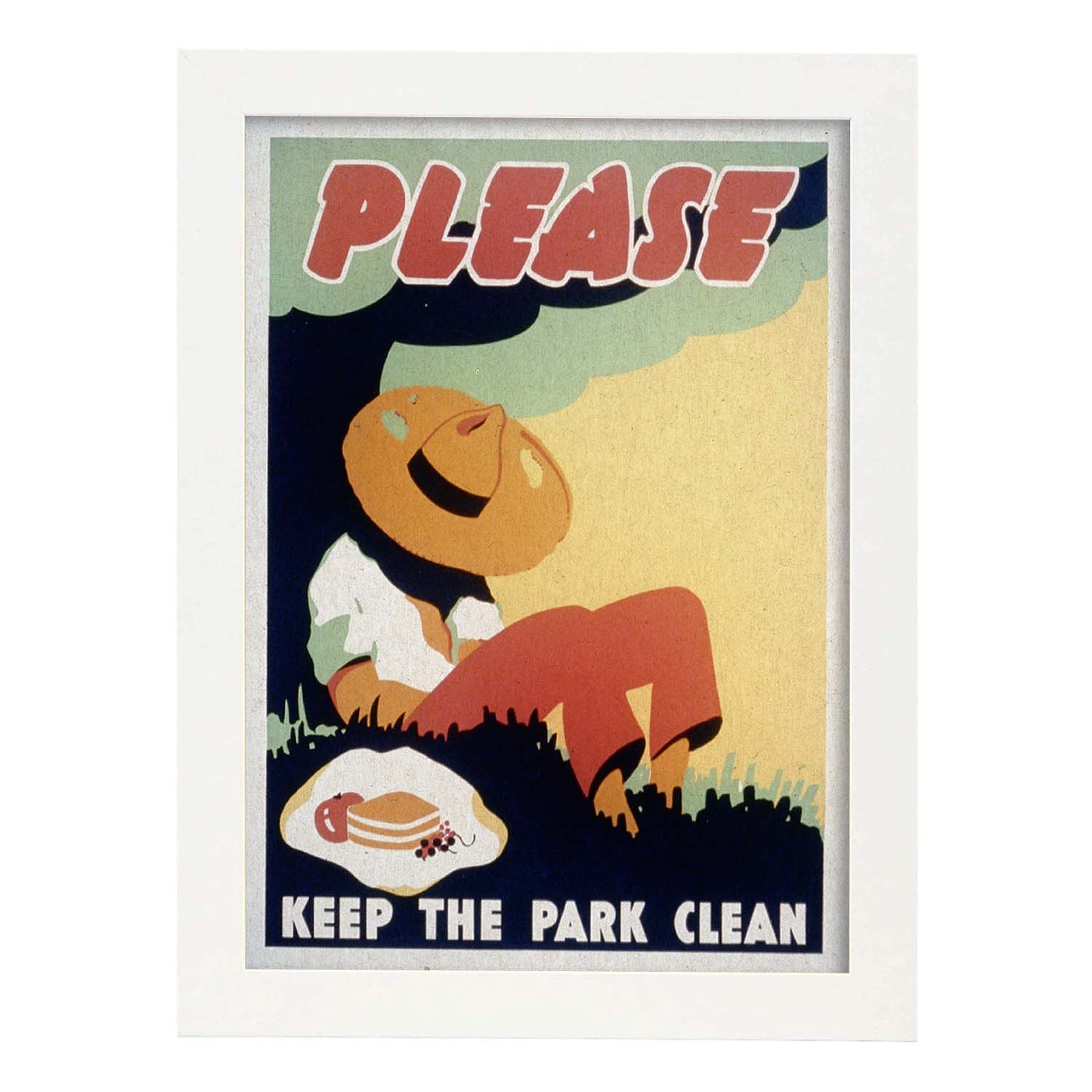 Poster vintage. Cartel vintage Limpia tu parque".-Artwork-Nacnic-A4-Marco Blanco-Nacnic Estudio SL