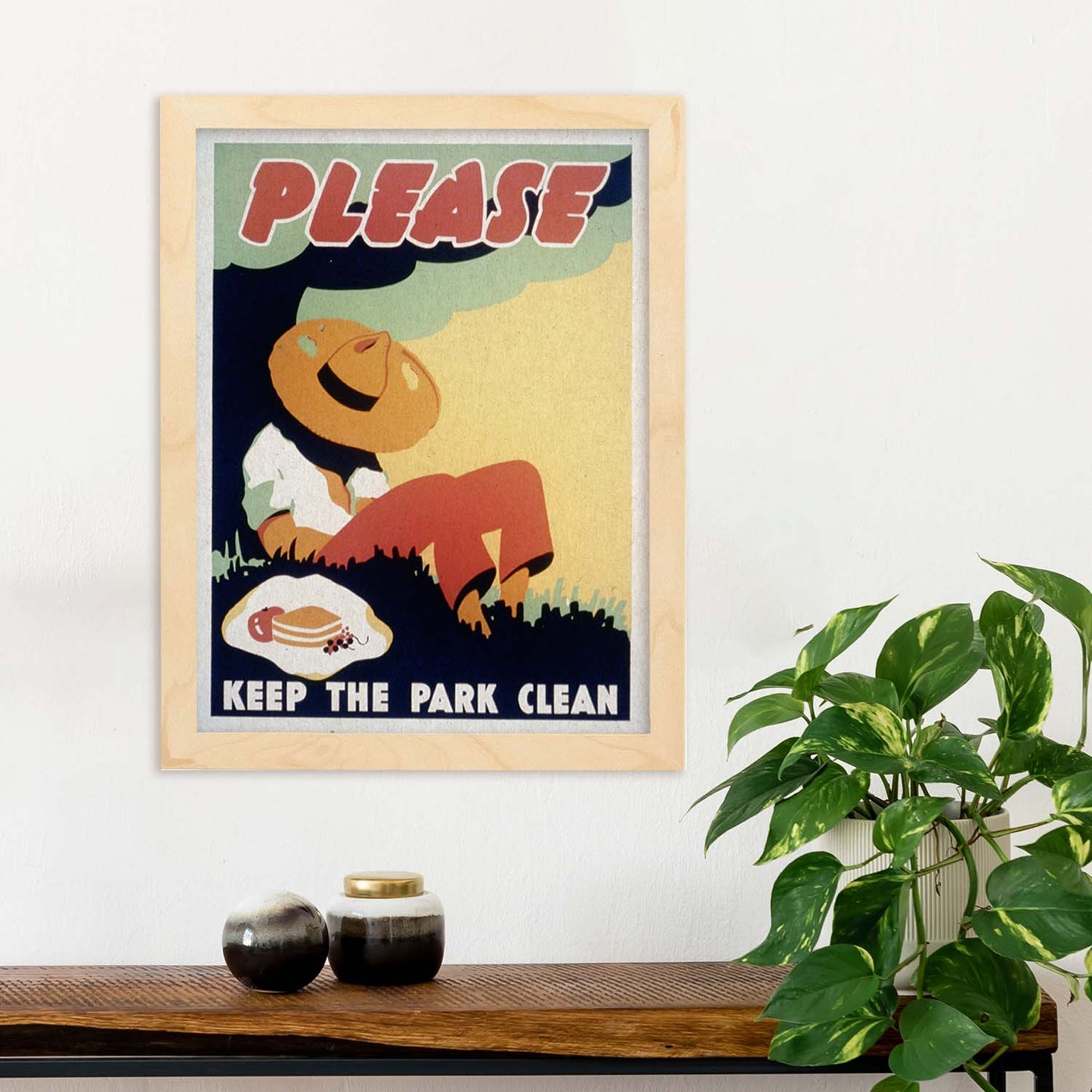 Poster vintage. Cartel vintage Limpia tu parque".-Artwork-Nacnic-Nacnic Estudio SL