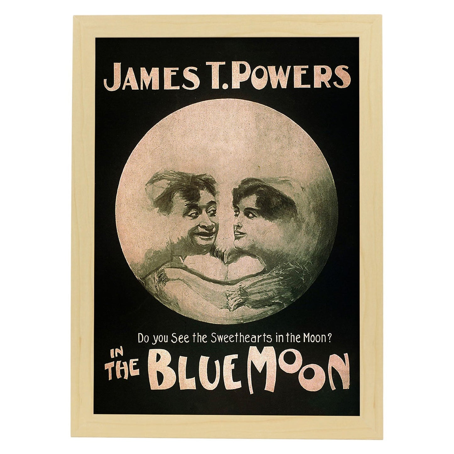 Poster vintage. Cartel vintage "Luna azul".-Artwork-Nacnic-A4-Marco Madera clara-Nacnic Estudio SL