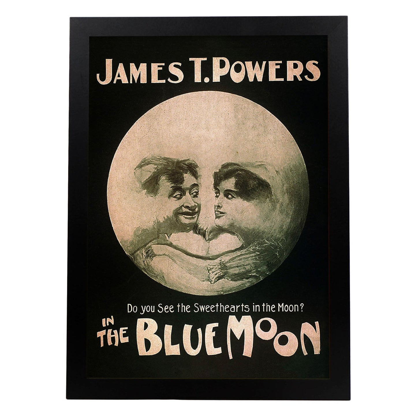 Poster vintage. Cartel vintage "Luna azul".-Artwork-Nacnic-A4-Marco Negro-Nacnic Estudio SL