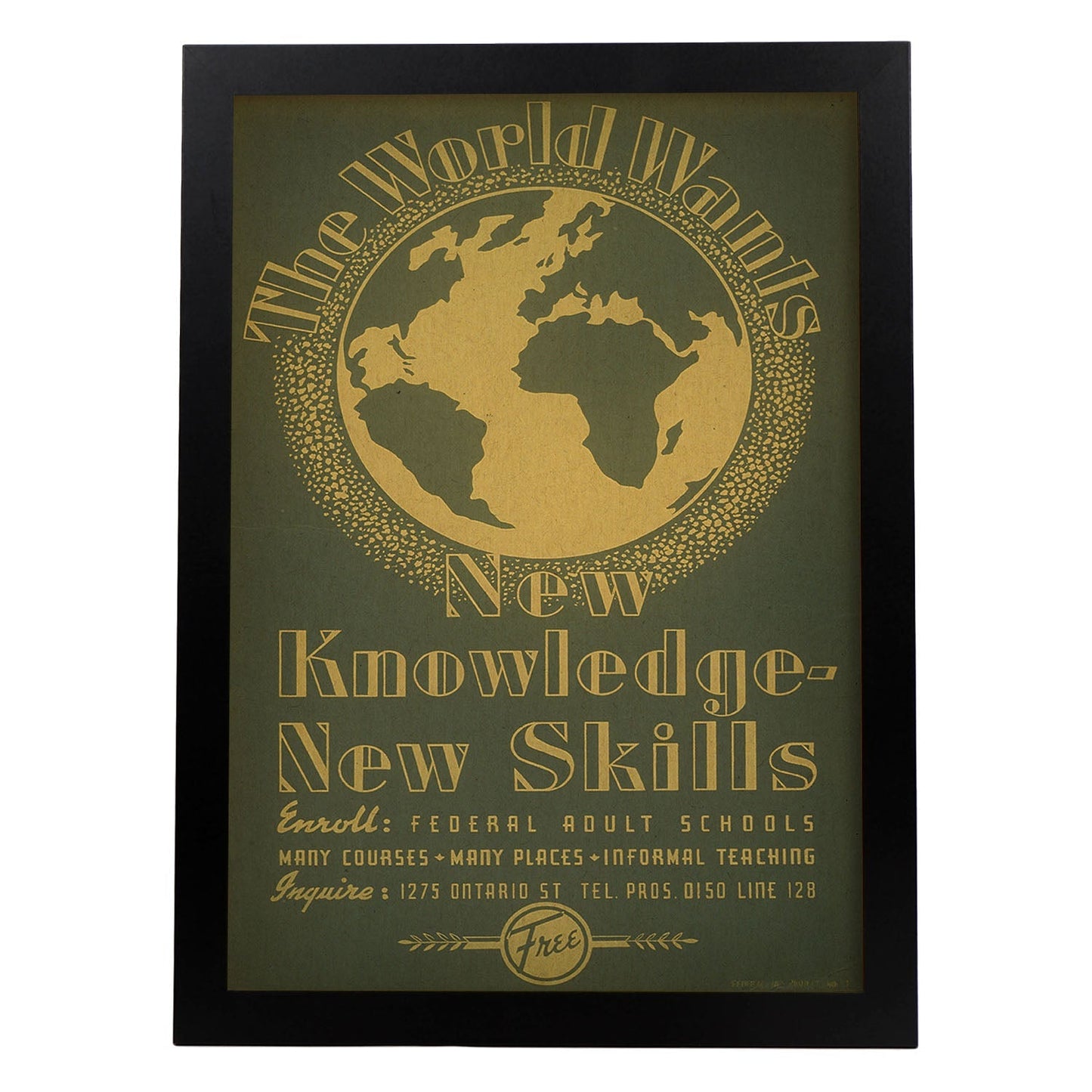 Poster vintage. Cartel vintage "Nuevo conocimiento".-Artwork-Nacnic-A3-Marco Negro-Nacnic Estudio SL