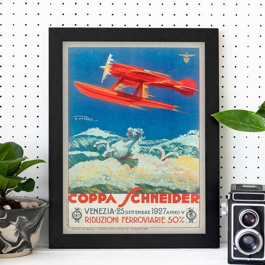 Poster vintage. Cartel vintage para competición de avionetas de Venezia en 1927.-Artwork-Nacnic-Nacnic Estudio SL