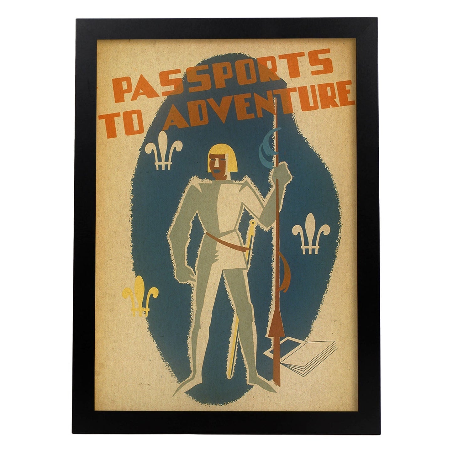 Poster vintage. Cartel vintage Pasaporte a la aventura..-Artwork-Nacnic-A3-Marco Negro-Nacnic Estudio SL