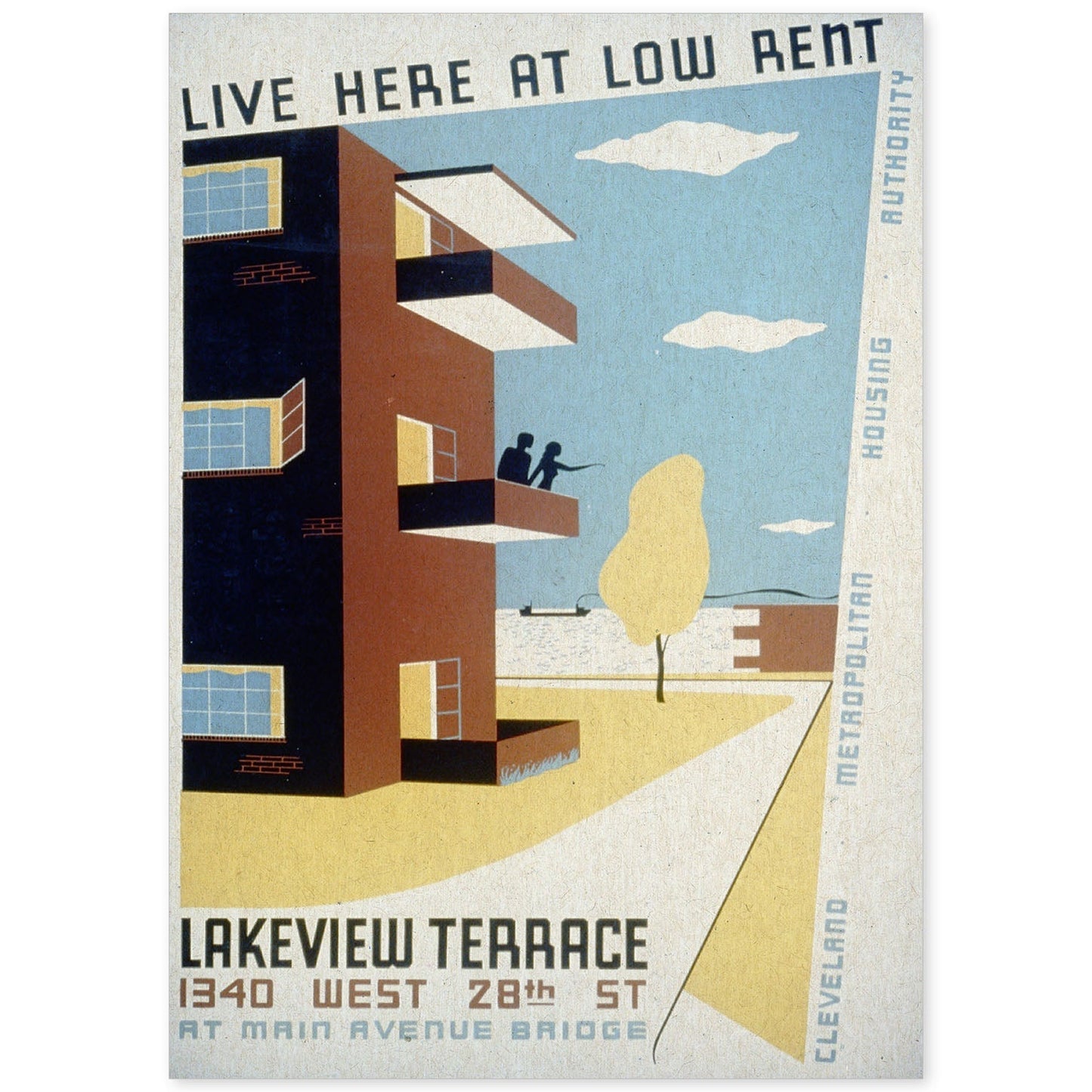 Poster vintage. Cartel vintage "Pisos en Clevenland Lakeview".-Artwork-Nacnic-A4-Sin marco-Nacnic Estudio SL