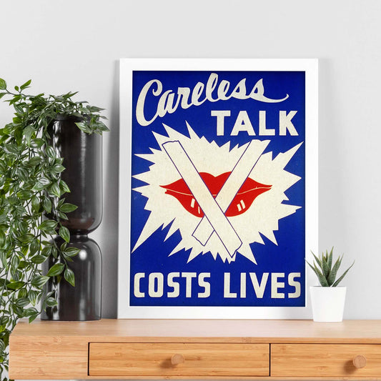 Poster vintage. Cartel vintage Propaganda Segunda Guerra Mundial EEUU "Careless talk".-Artwork-Nacnic-Nacnic Estudio SL