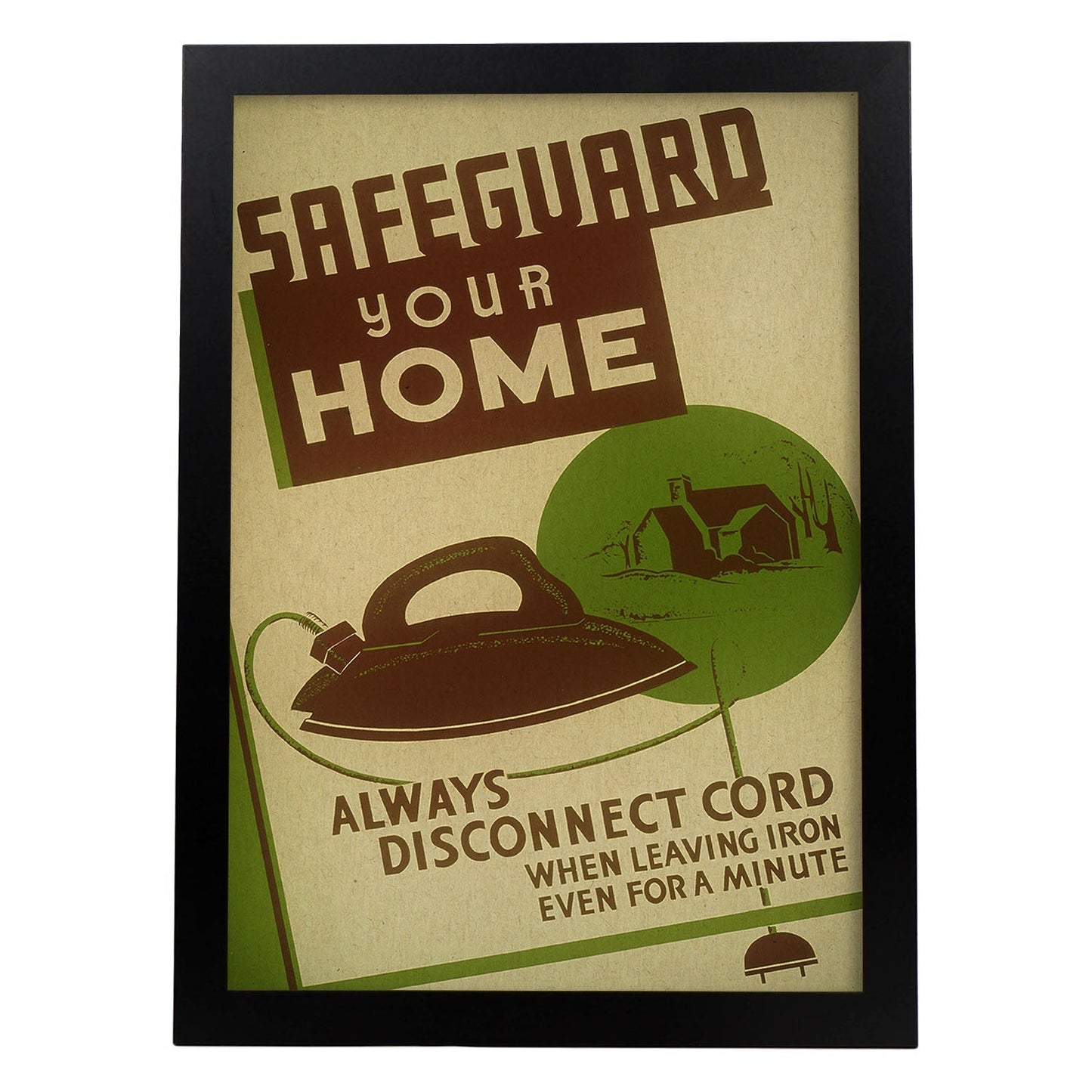 Poster vintage. Cartel vintage Seguridad en tu hogar..-Artwork-Nacnic-A3-Marco Negro-Nacnic Estudio SL
