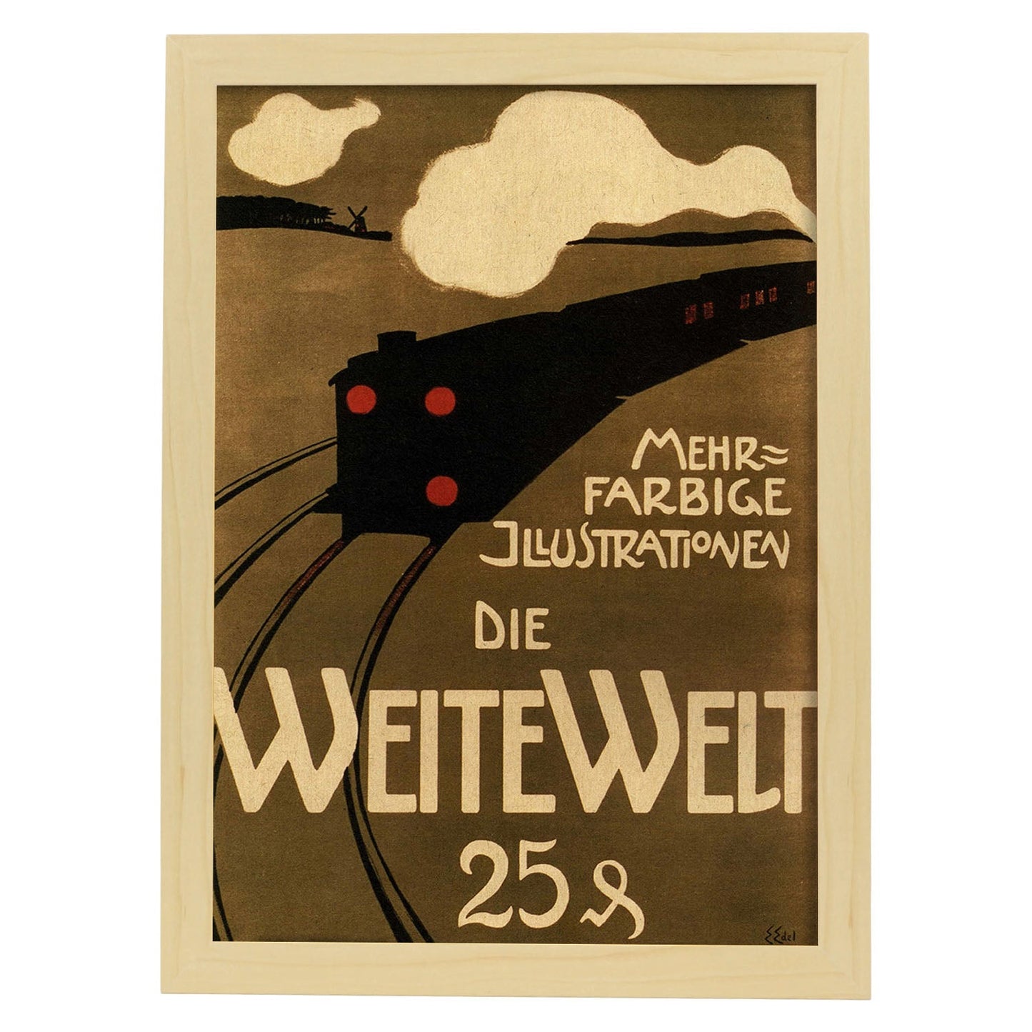 Poster vintage. Cartel vintage "Tren aleman".-Artwork-Nacnic-A4-Marco Madera clara-Nacnic Estudio SL