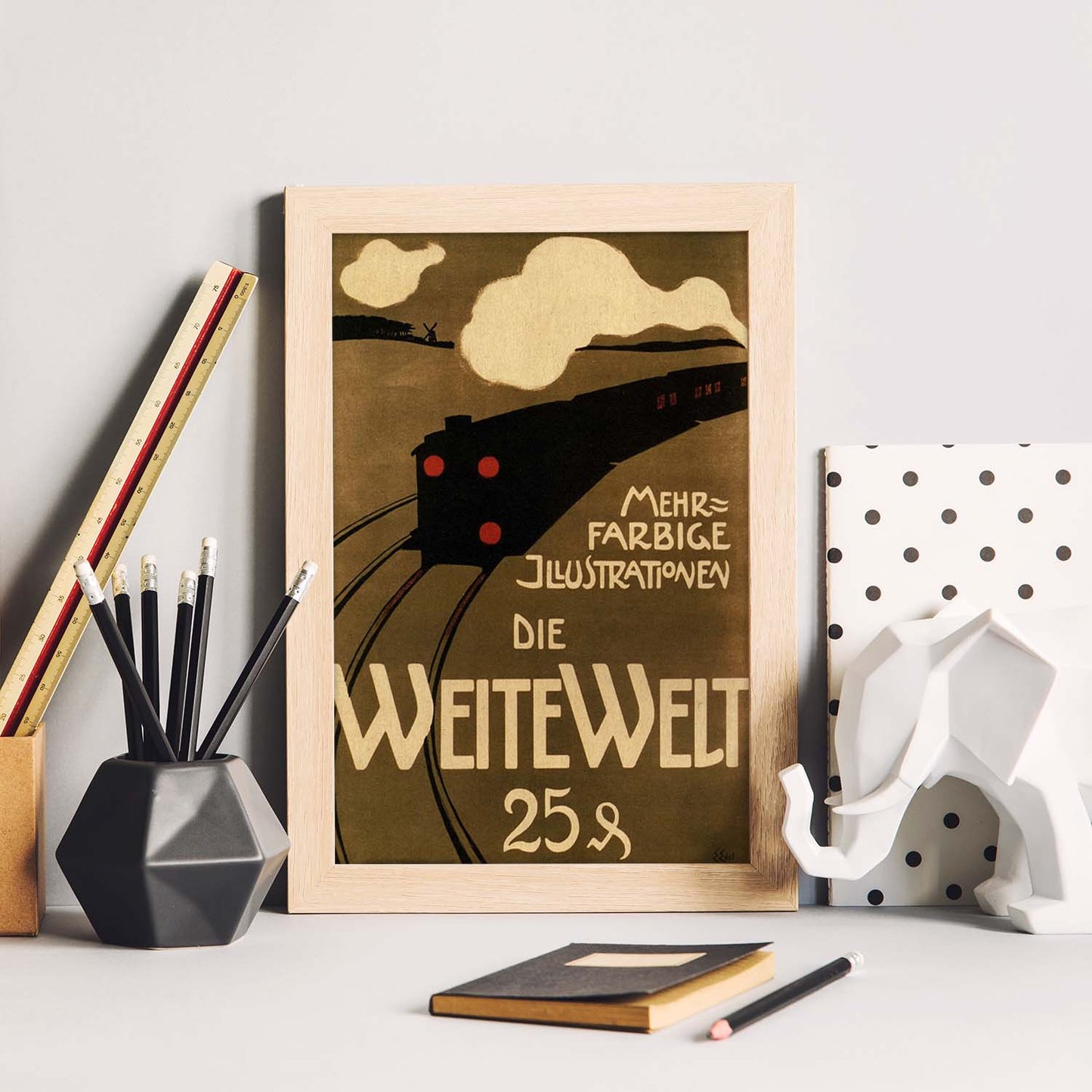 Poster vintage. Cartel vintage "Tren aleman".-Artwork-Nacnic-Nacnic Estudio SL