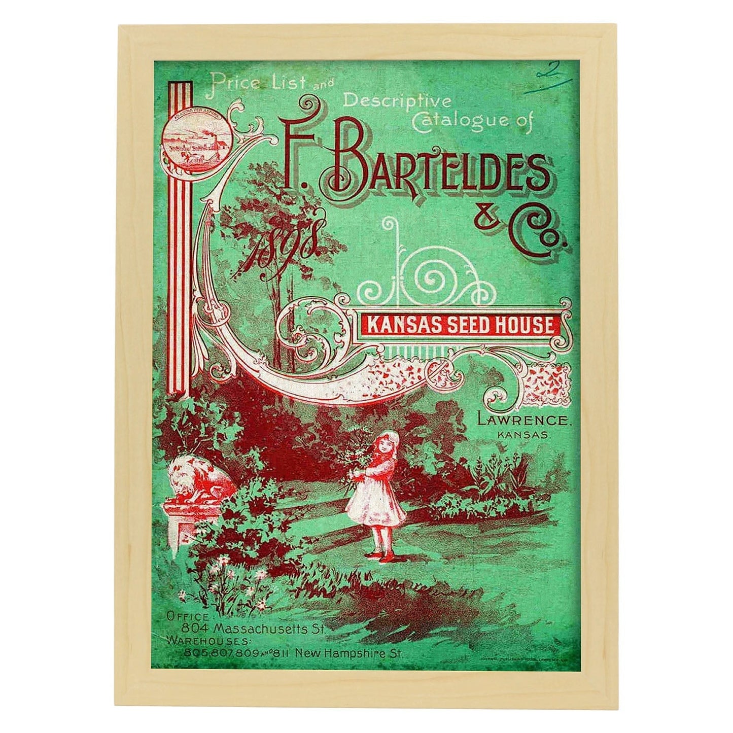 Poster vintage. Cartel vintage y catalogo para tienda F. Barteldes en Kansas.-Artwork-Nacnic-A4-Marco Madera clara-Nacnic Estudio SL