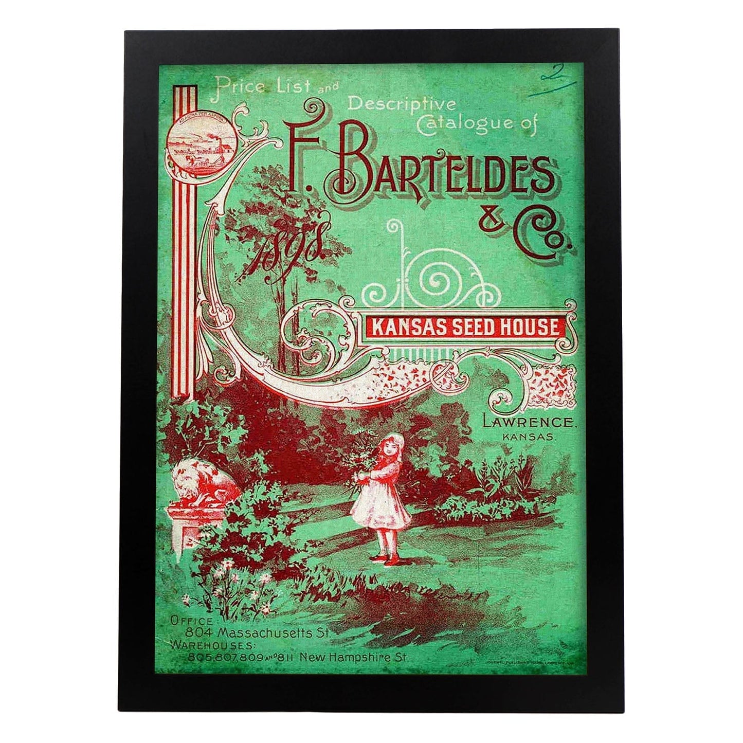 Poster vintage. Cartel vintage y catalogo para tienda F. Barteldes en Kansas.-Artwork-Nacnic-A4-Marco Negro-Nacnic Estudio SL
