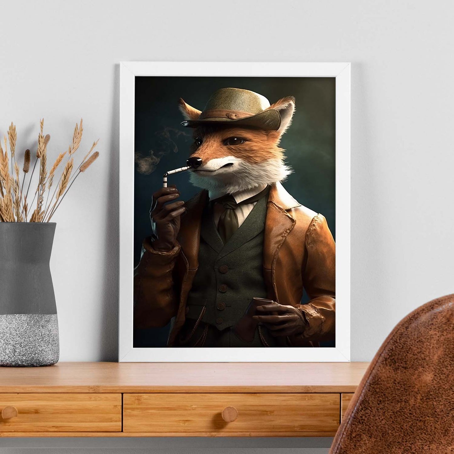 Póster de "Zorro con traje y pipa"