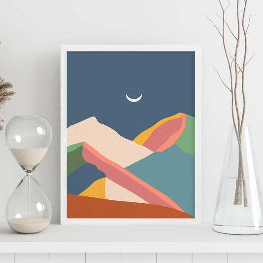 Posters con dibujos de montañas a color. Lámina de decoración 'Cordilleras De Noche' colorida-Artwork-Nacnic-Nacnic Estudio SL