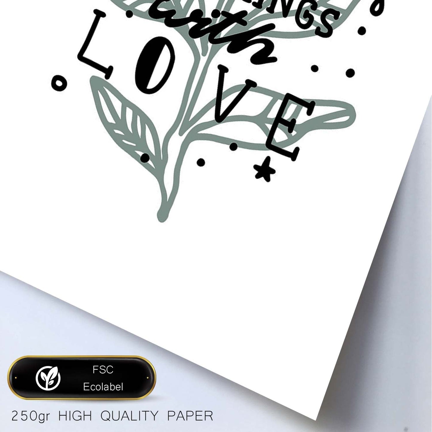 Posters con mensajes felices ilustrados. Lámina de decoración 'All Things With Love' con frases motivadoras y llenas de energia.-Artwork-Nacnic-Nacnic Estudio SL