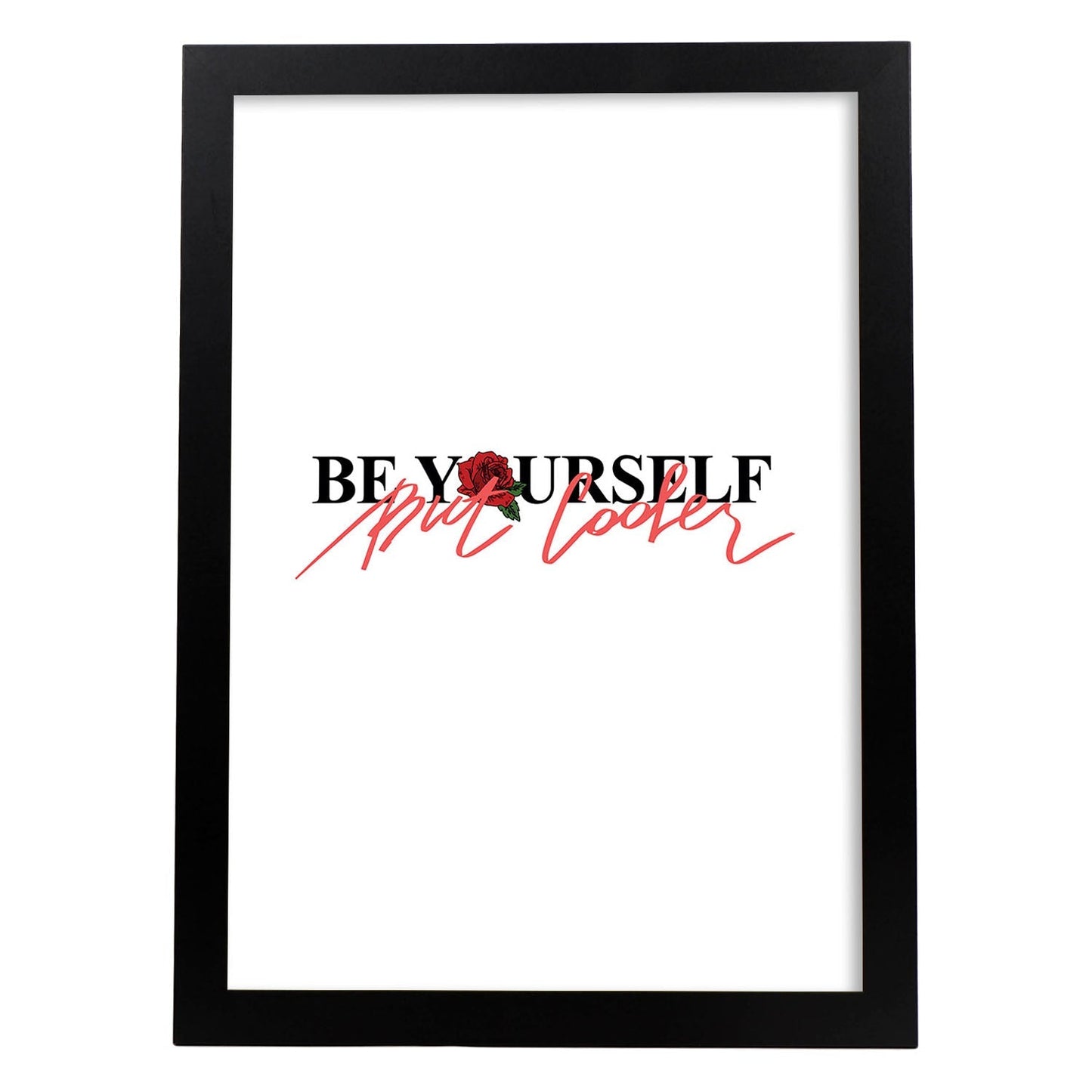 Posters con mensajes felices ilustrados. Lámina de decoración 'Be Yourself' con frases motivadoras y llenas de energia.-Artwork-Nacnic-A4-Marco Negro-Nacnic Estudio SL