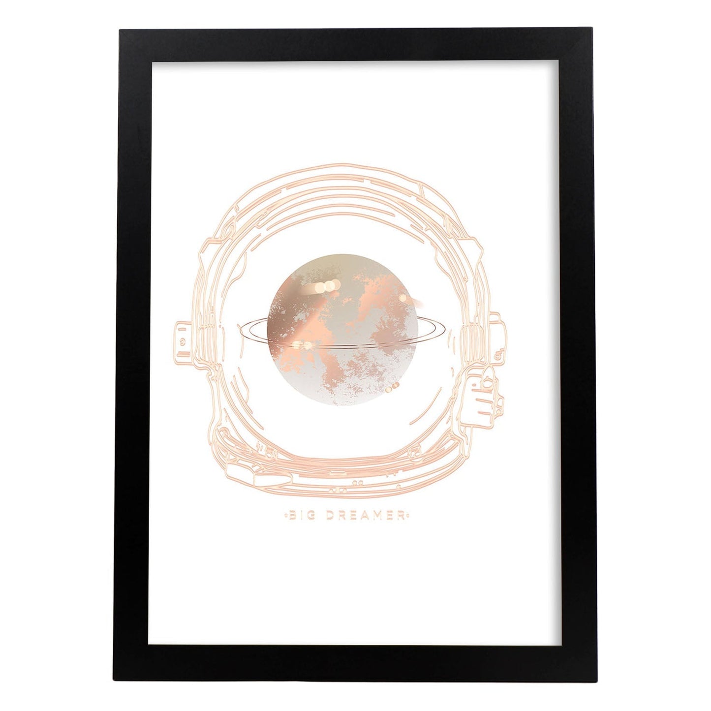 Posters con mensajes felices ilustrados. Lámina de decoración 'Big Dreamer' con frases motivadoras y llenas de energia.-Artwork-Nacnic-A4-Marco Negro-Nacnic Estudio SL