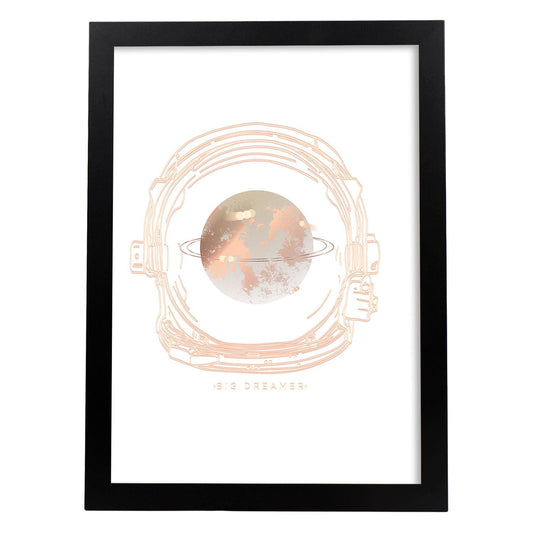Posters con mensajes felices ilustrados. Lámina de decoración 'Big Dreamer' con frases motivadoras y llenas de energia.-Artwork-Nacnic-A4-Marco Negro-Nacnic Estudio SL