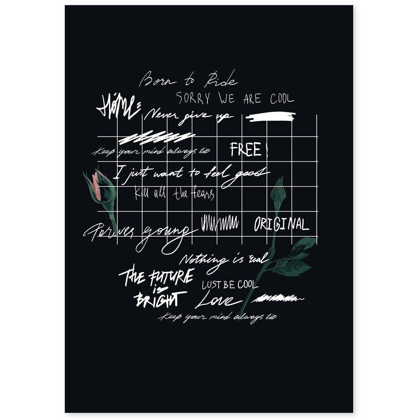 Posters con mensajes felices ilustrados. Lámina de decoración 'Born To Ride' con frases motivadoras y llenas de energia.-Artwork-Nacnic-A4-Sin marco-Nacnic Estudio SL