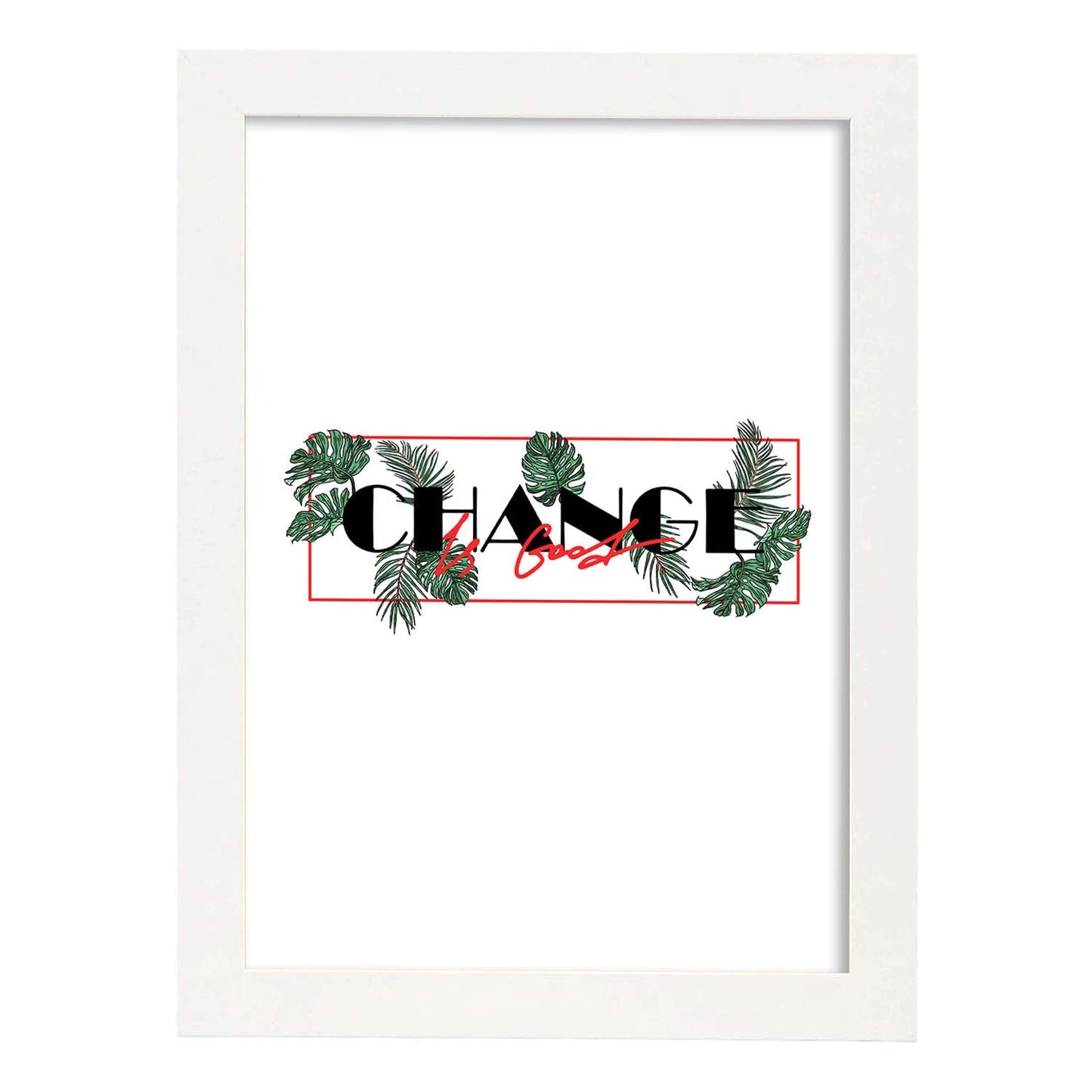 Posters con mensajes felices ilustrados. Lámina de decoración 'Change' con frases motivadoras y llenas de energia.-Artwork-Nacnic-A3-Marco Blanco-Nacnic Estudio SL