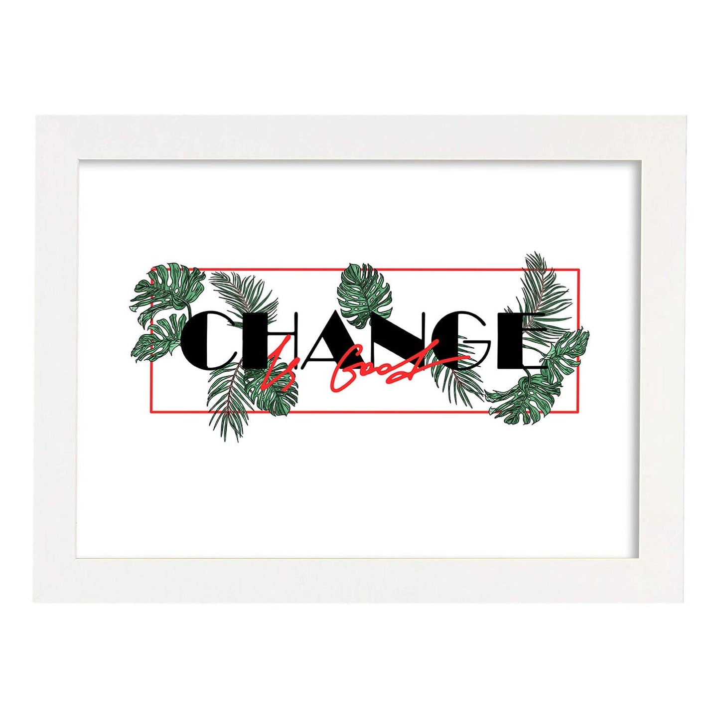 Posters con mensajes felices ilustrados. Lámina de decoración 'Change Is Good' con frases motivadoras y llenas de energia.-Artwork-Nacnic-A3-Marco Blanco-Nacnic Estudio SL
