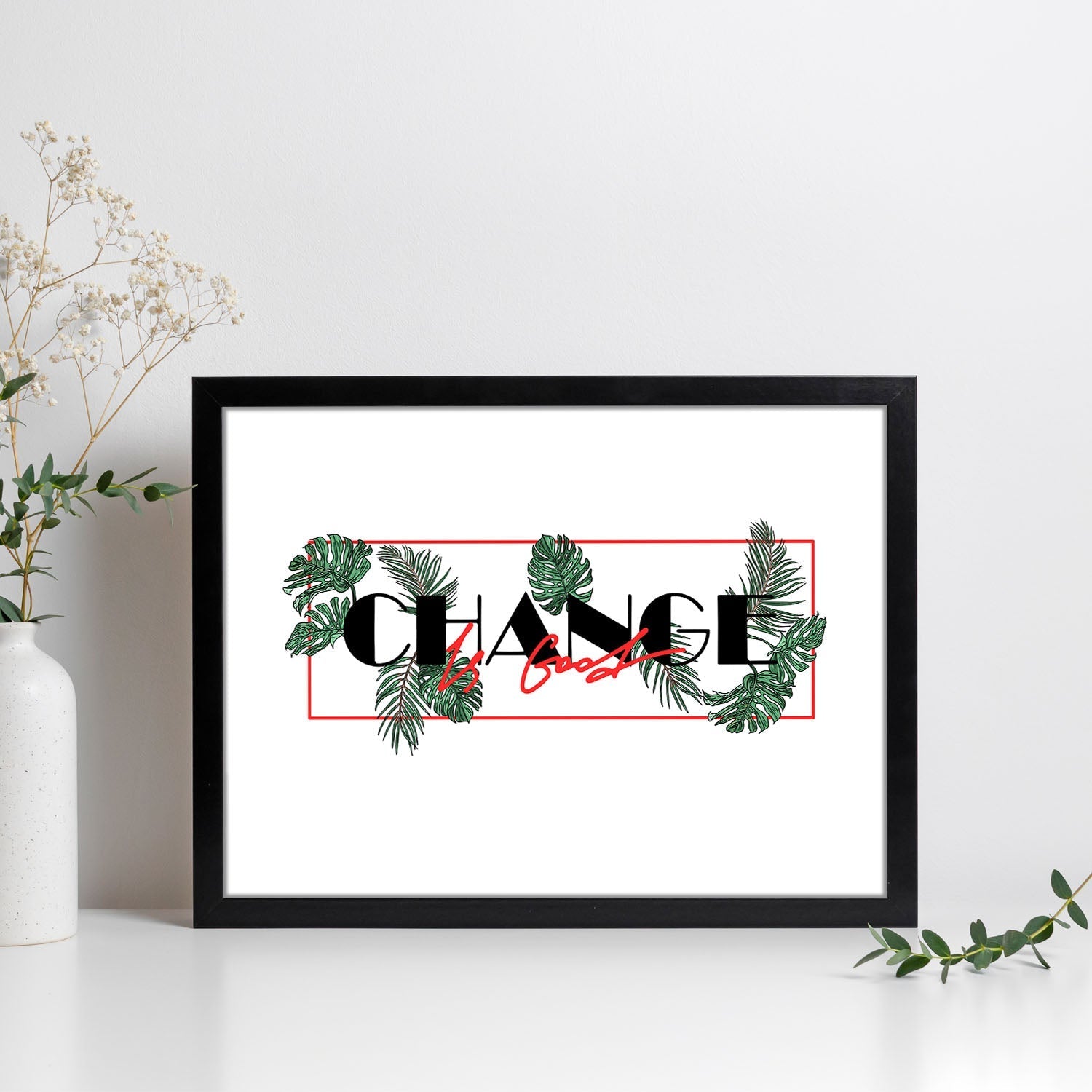 Posters con mensajes felices ilustrados. Lámina de decoración 'Change Is Good' con frases motivadoras y llenas de energia.-Artwork-Nacnic-Nacnic Estudio SL