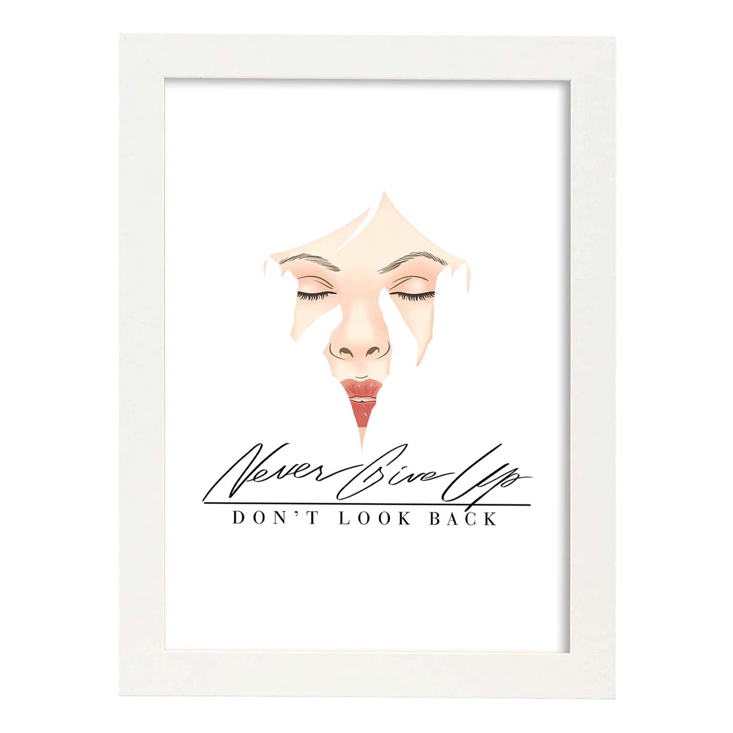 Posters con mensajes felices ilustrados. Lámina de decoración 'DonT Look Back' con frases motivadoras y llenas de energia.-Artwork-Nacnic-A3-Marco Blanco-Nacnic Estudio SL