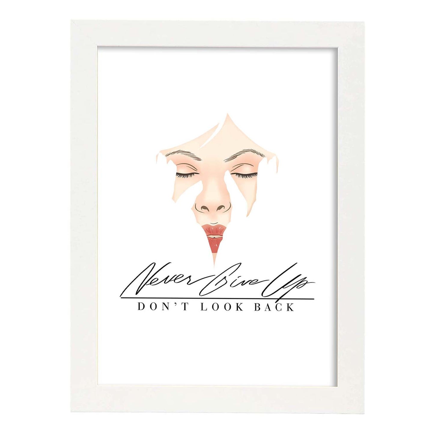 Posters con mensajes felices ilustrados. Lámina de decoración 'DonT Look Back' con frases motivadoras y llenas de energia.-Artwork-Nacnic-A4-Marco Blanco-Nacnic Estudio SL
