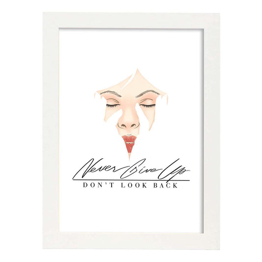 Posters con mensajes felices ilustrados. Lámina de decoración 'DonT Look Back' con frases motivadoras y llenas de energia.-Artwork-Nacnic-A4-Marco Blanco-Nacnic Estudio SL