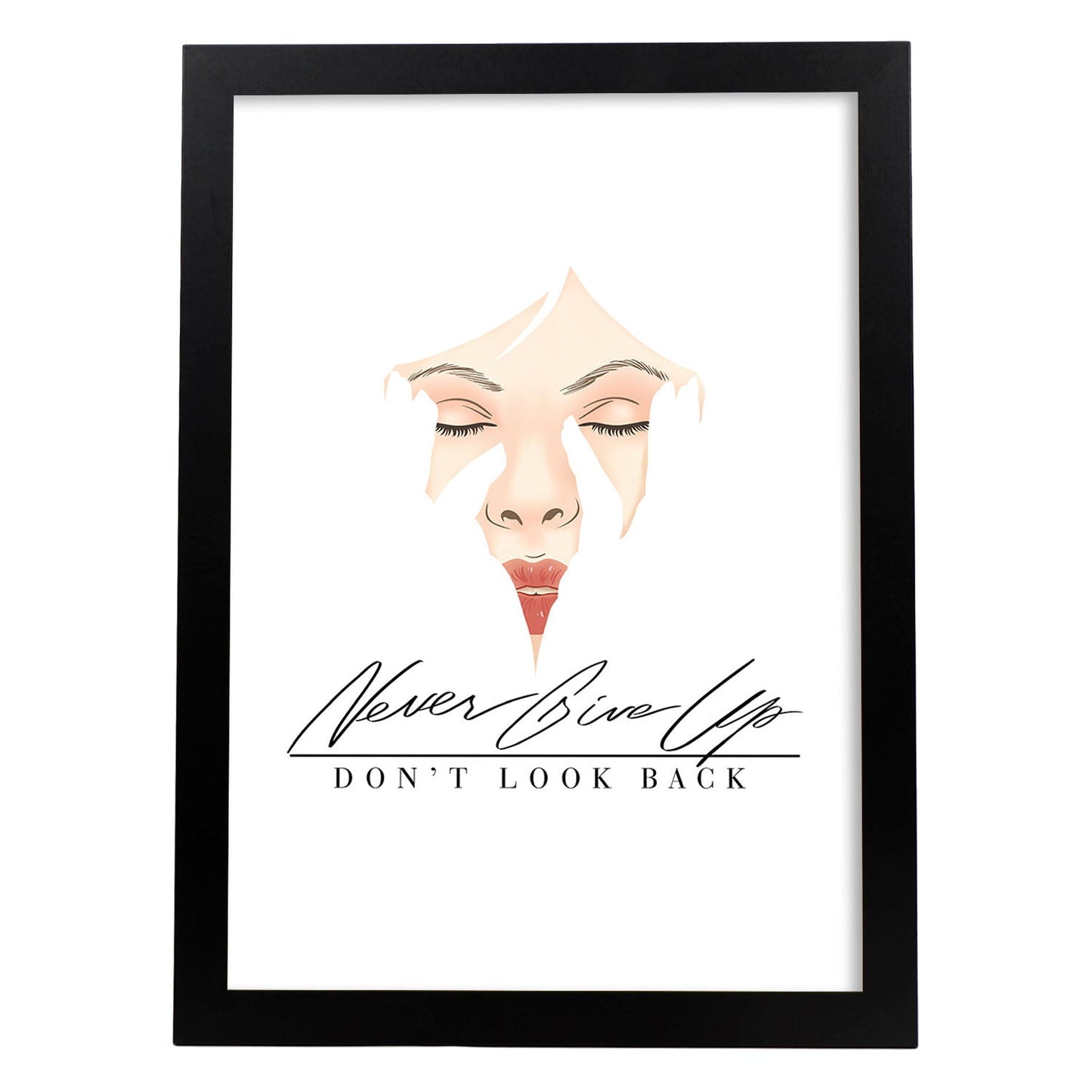 Posters con mensajes felices ilustrados. Lámina de decoración 'DonT Look Back' con frases motivadoras y llenas de energia.-Artwork-Nacnic-A4-Marco Negro-Nacnic Estudio SL