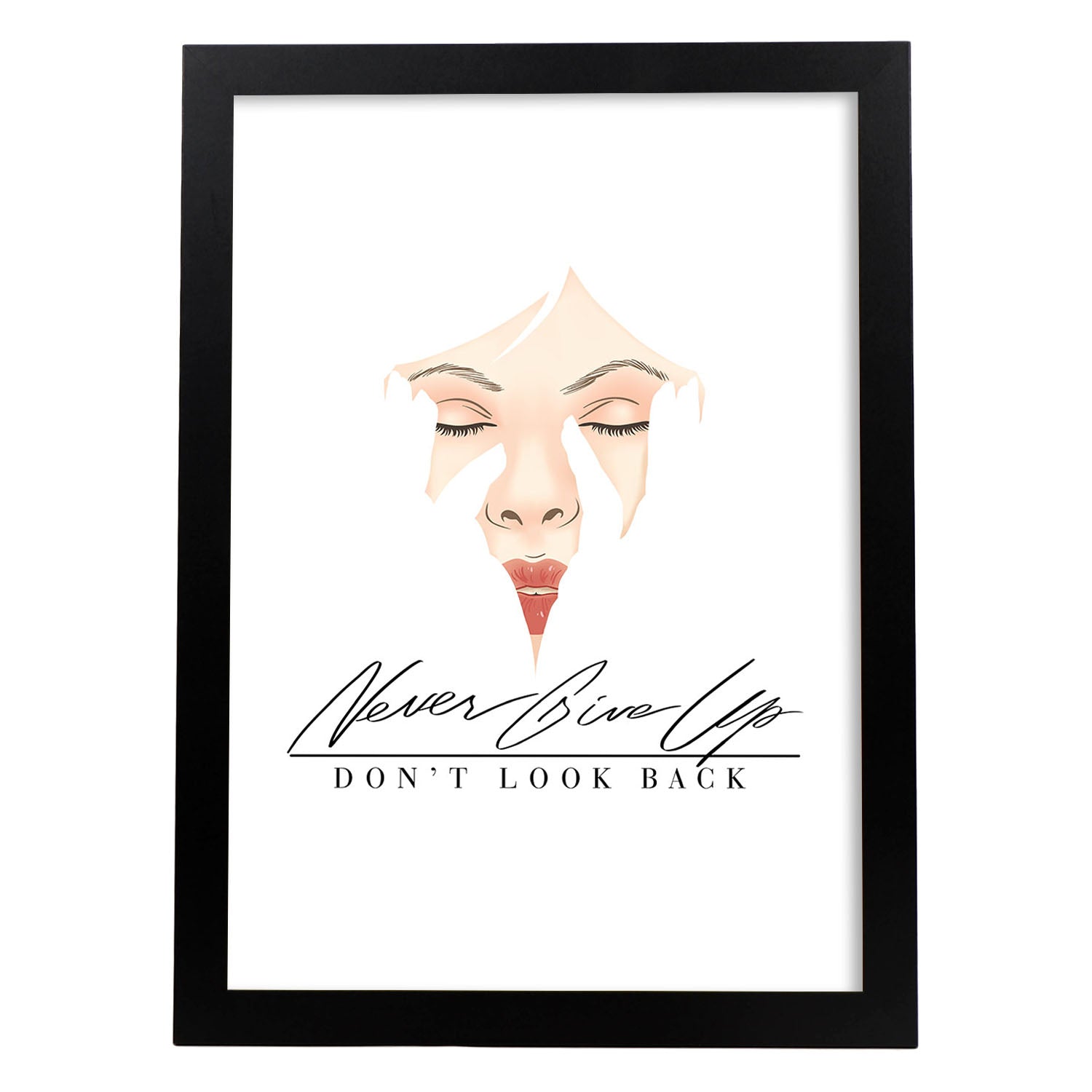 Posters con mensajes felices ilustrados. Lámina de decoración 'DonT Look Back' con frases motivadoras y llenas de energia.-Artwork-Nacnic-A4-Marco Negro-Nacnic Estudio SL