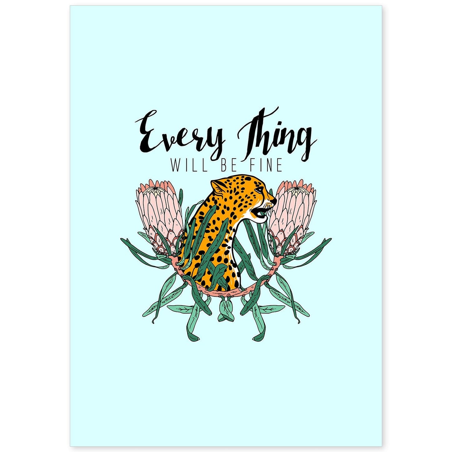 Posters con mensajes felices ilustrados. Lámina de decoración 'Everything Will Be Fine' con frases motivadoras y llenas de energia.-Artwork-Nacnic-A4-Sin marco-Nacnic Estudio SL