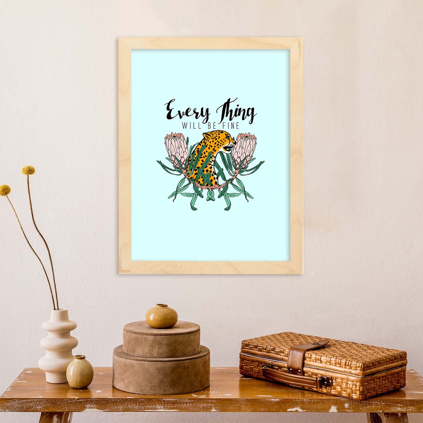 Posters con mensajes felices ilustrados. Lámina de decoración 'Everything Will Be Fine' con frases motivadoras y llenas de energia.-Artwork-Nacnic-Nacnic Estudio SL