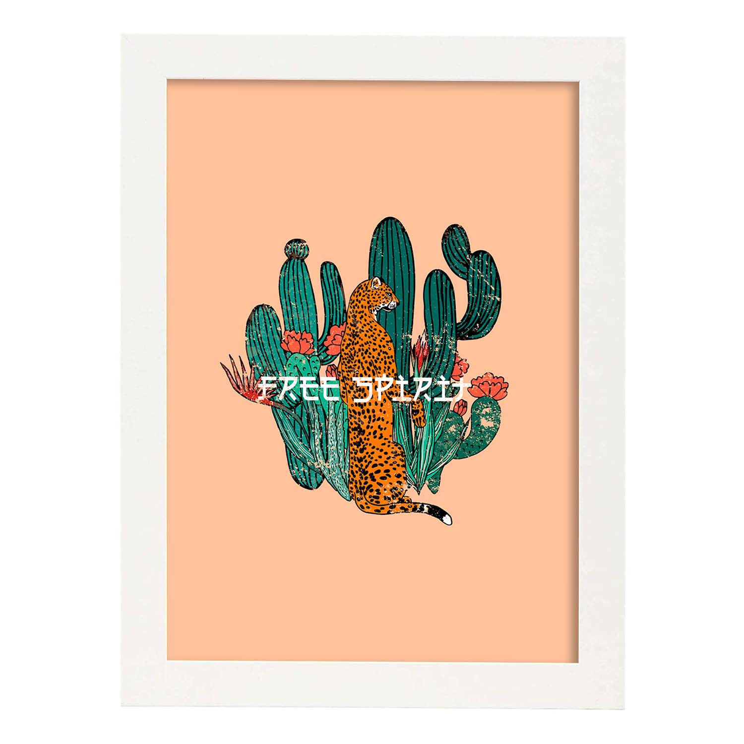 Posters con mensajes felices ilustrados. Lámina de decoración 'Free Spirit' con frases motivadoras y llenas de energia.-Artwork-Nacnic-A4-Marco Blanco-Nacnic Estudio SL