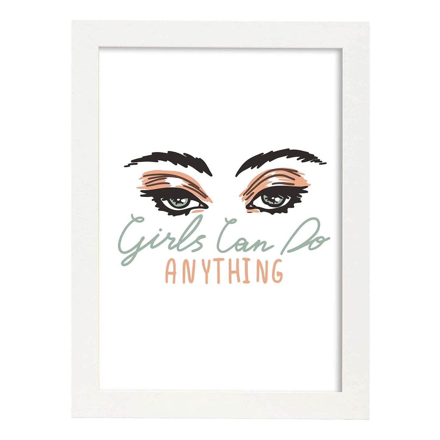 Posters con mensajes felices ilustrados. Lámina de decoración 'Girls Can Do Anything 2' con frases motivadoras y llenas de energia.-Artwork-Nacnic-A4-Marco Blanco-Nacnic Estudio SL