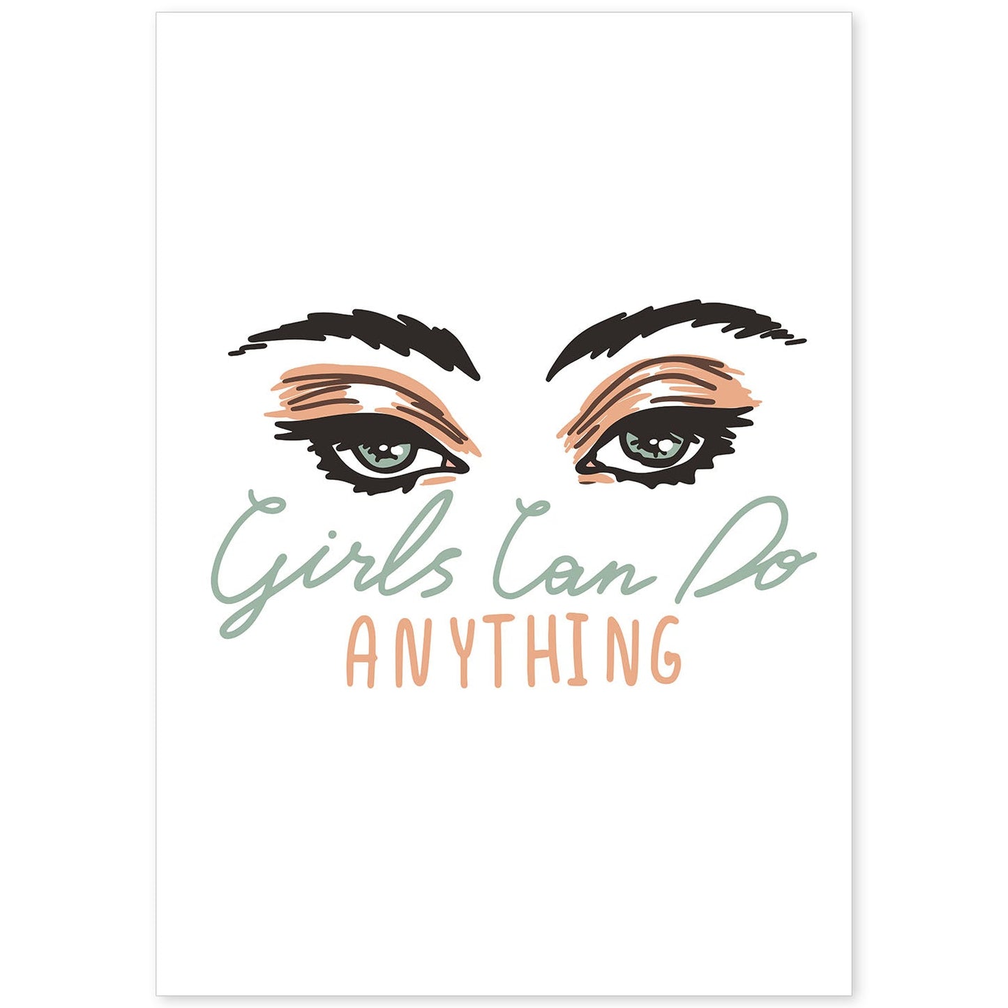 Posters con mensajes felices ilustrados. Lámina de decoración 'Girls Can Do Anything 2' con frases motivadoras y llenas de energia.-Artwork-Nacnic-A4-Sin marco-Nacnic Estudio SL