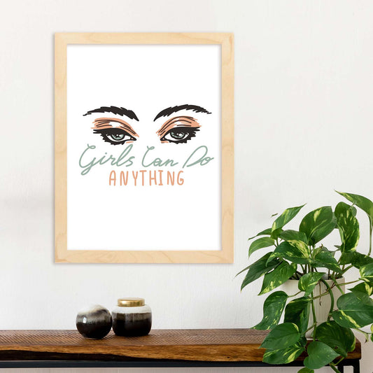 Posters con mensajes felices ilustrados. Lámina de decoración 'Girls Can Do Anything 2' con frases motivadoras y llenas de energia.-Artwork-Nacnic-Nacnic Estudio SL