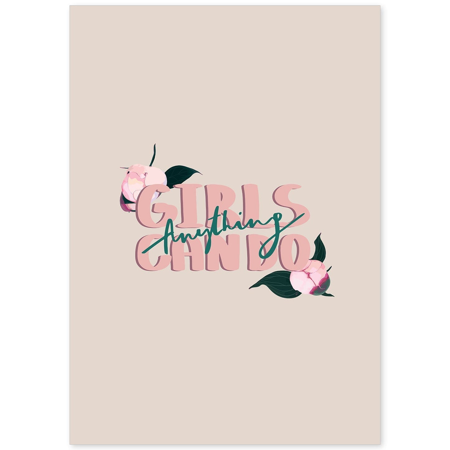 Posters con mensajes felices ilustrados. Lámina de decoración 'Girls Can Do Anything' con frases motivadoras y llenas de energia.-Artwork-Nacnic-A4-Sin marco-Nacnic Estudio SL