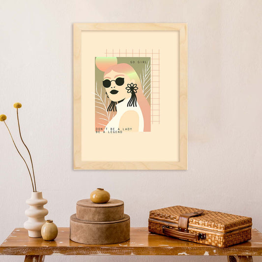 Posters con mensajes felices ilustrados. Lámina de decoración 'Go Girl' con frases motivadoras y llenas de energia.-Artwork-Nacnic-Nacnic Estudio SL