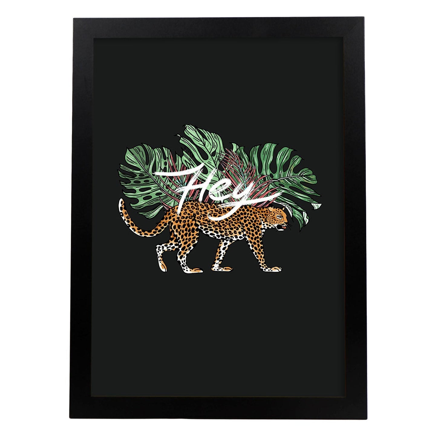 Posters con mensajes felices ilustrados. Lámina de decoración 'Hey' con frases motivadoras y llenas de energia.-Artwork-Nacnic-A3-Marco Negro-Nacnic Estudio SL