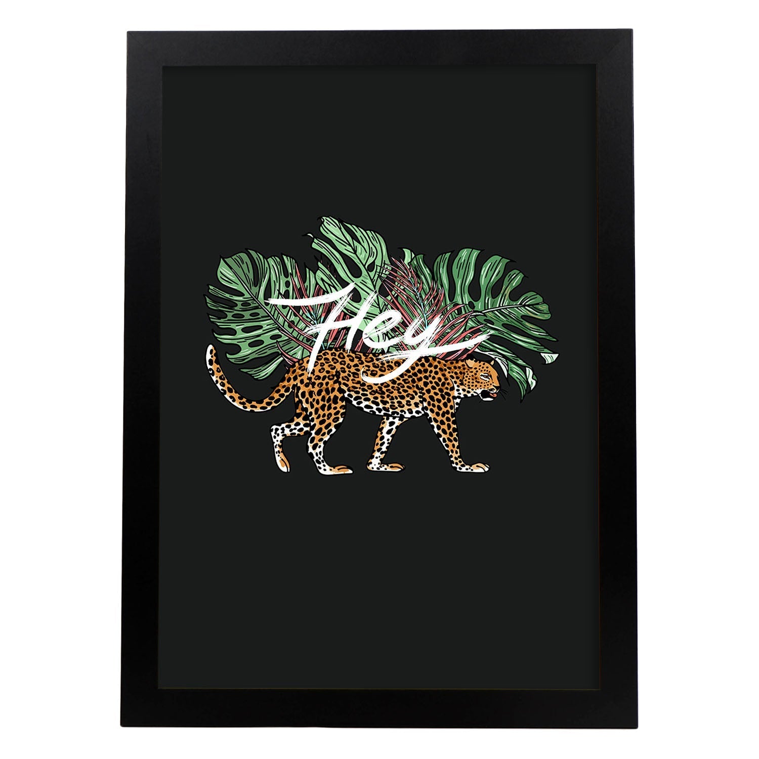Posters con mensajes felices ilustrados. Lámina de decoración 'Hey' con frases motivadoras y llenas de energia.-Artwork-Nacnic-A3-Marco Negro-Nacnic Estudio SL