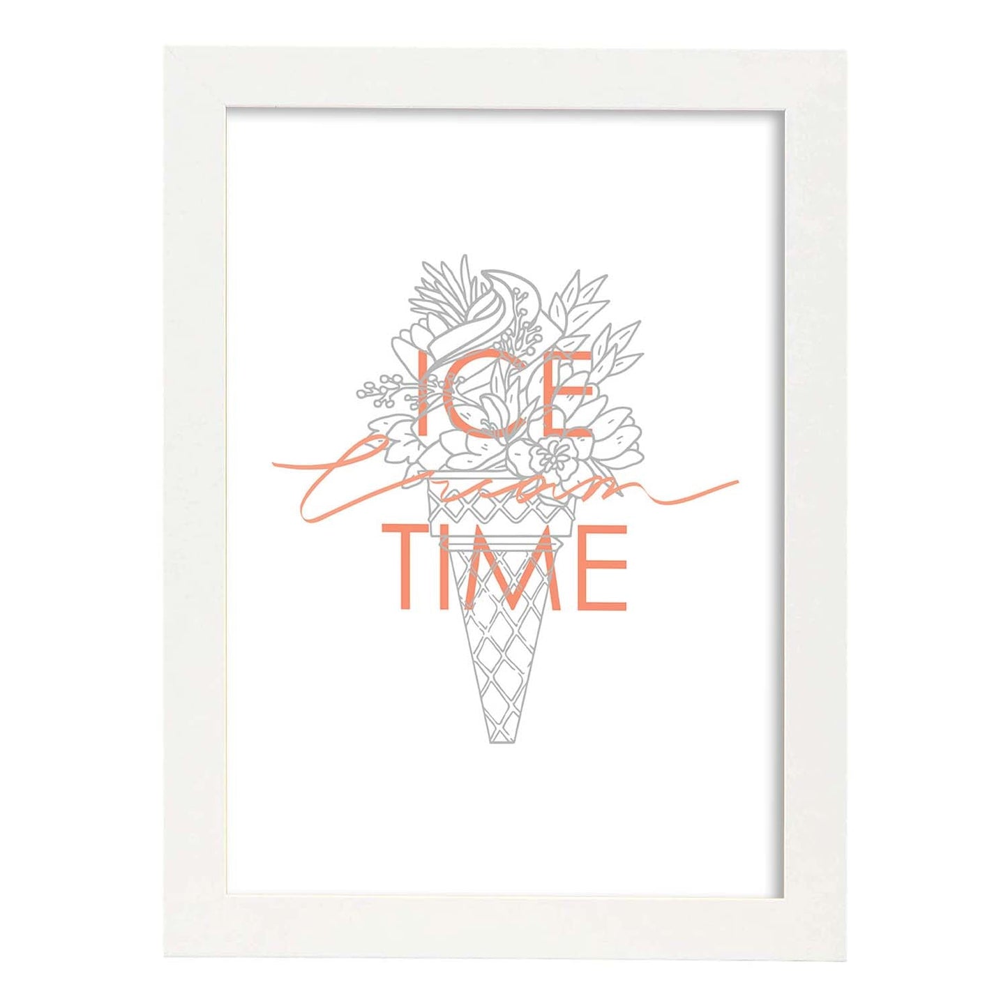 Posters con mensajes felices ilustrados. Lámina de decoración 'Ice Time' con frases motivadoras y llenas de energia.-Artwork-Nacnic-A4-Marco Blanco-Nacnic Estudio SL