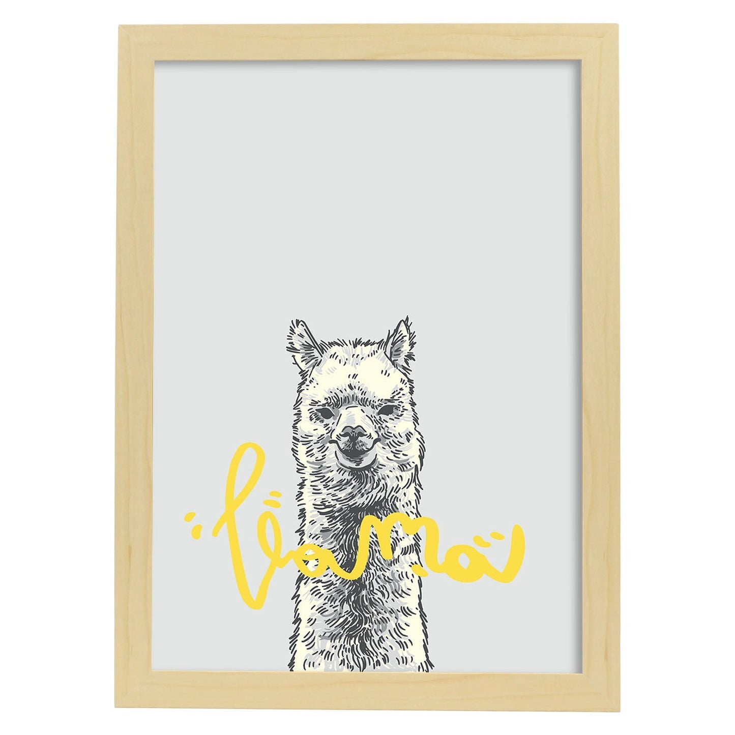 Posters con mensajes felices ilustrados. Lámina de decoración 'Llama 2' con frases motivadoras y llenas de energia.-Artwork-Nacnic-A4-Marco Madera clara-Nacnic Estudio SL