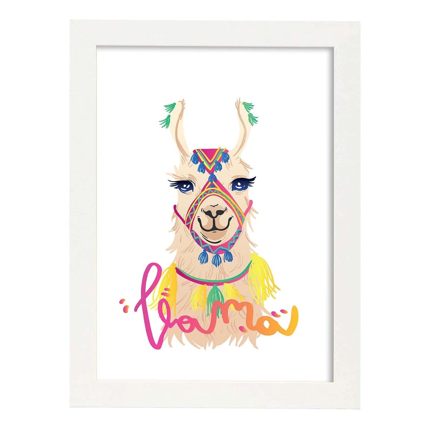 Posters con mensajes felices ilustrados. Lámina de decoración 'Llama' con frases motivadoras y llenas de energia.-Artwork-Nacnic-A4-Marco Blanco-Nacnic Estudio SL