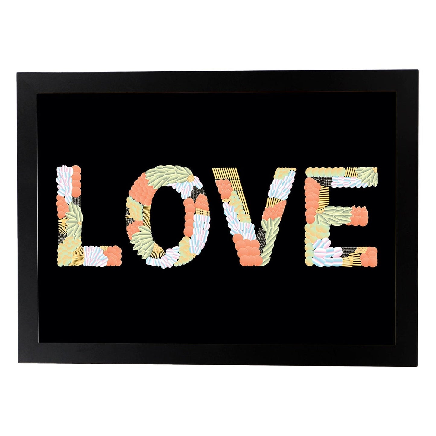 Posters con mensajes felices ilustrados. Lámina de decoración 'Love' con frases motivadoras y llenas de energia.-Artwork-Nacnic-A4-Marco Negro-Nacnic Estudio SL