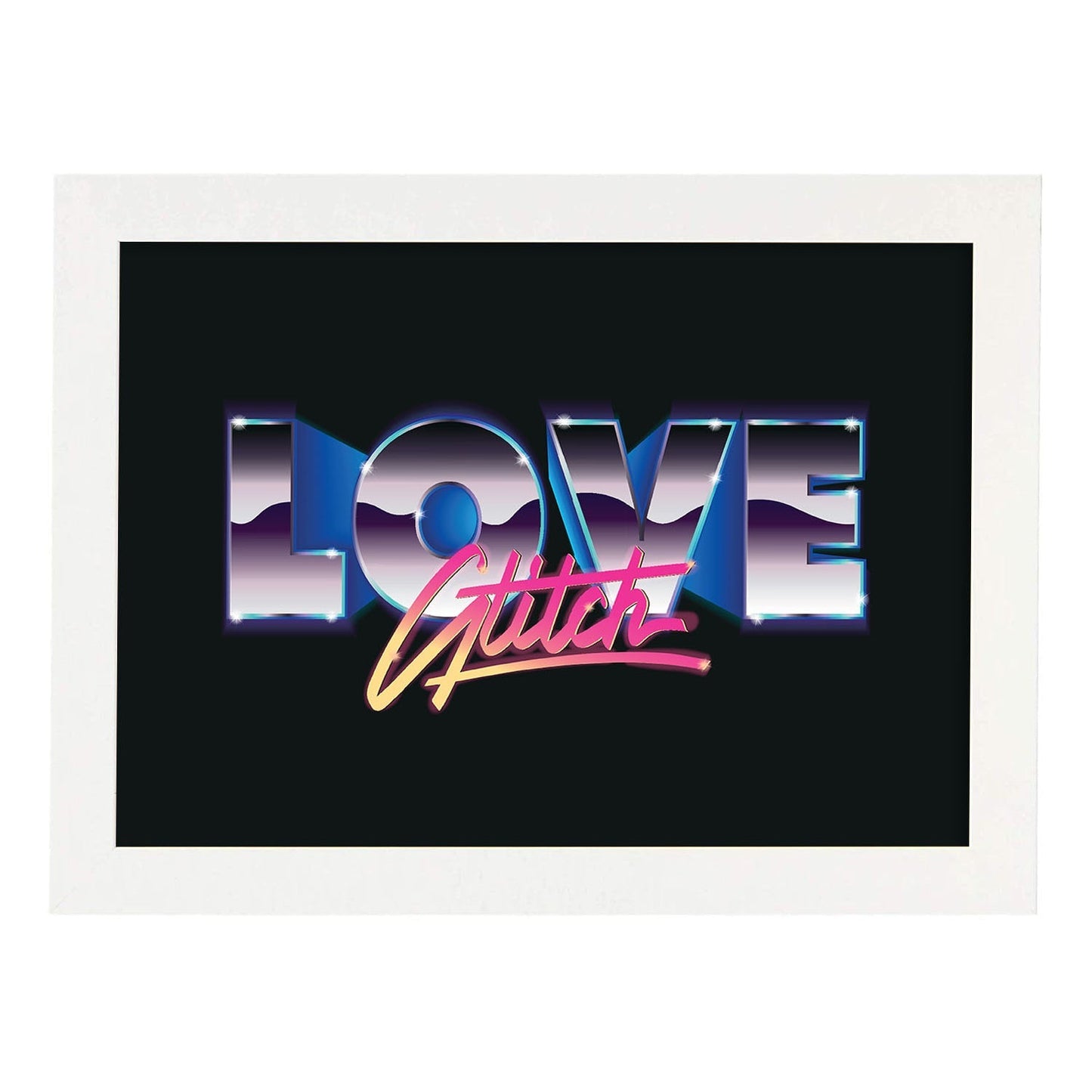 Posters con mensajes felices ilustrados. Lámina de decoración 'Love Glitch' con frases motivadoras y llenas de energia.-Artwork-Nacnic-A3-Marco Blanco-Nacnic Estudio SL