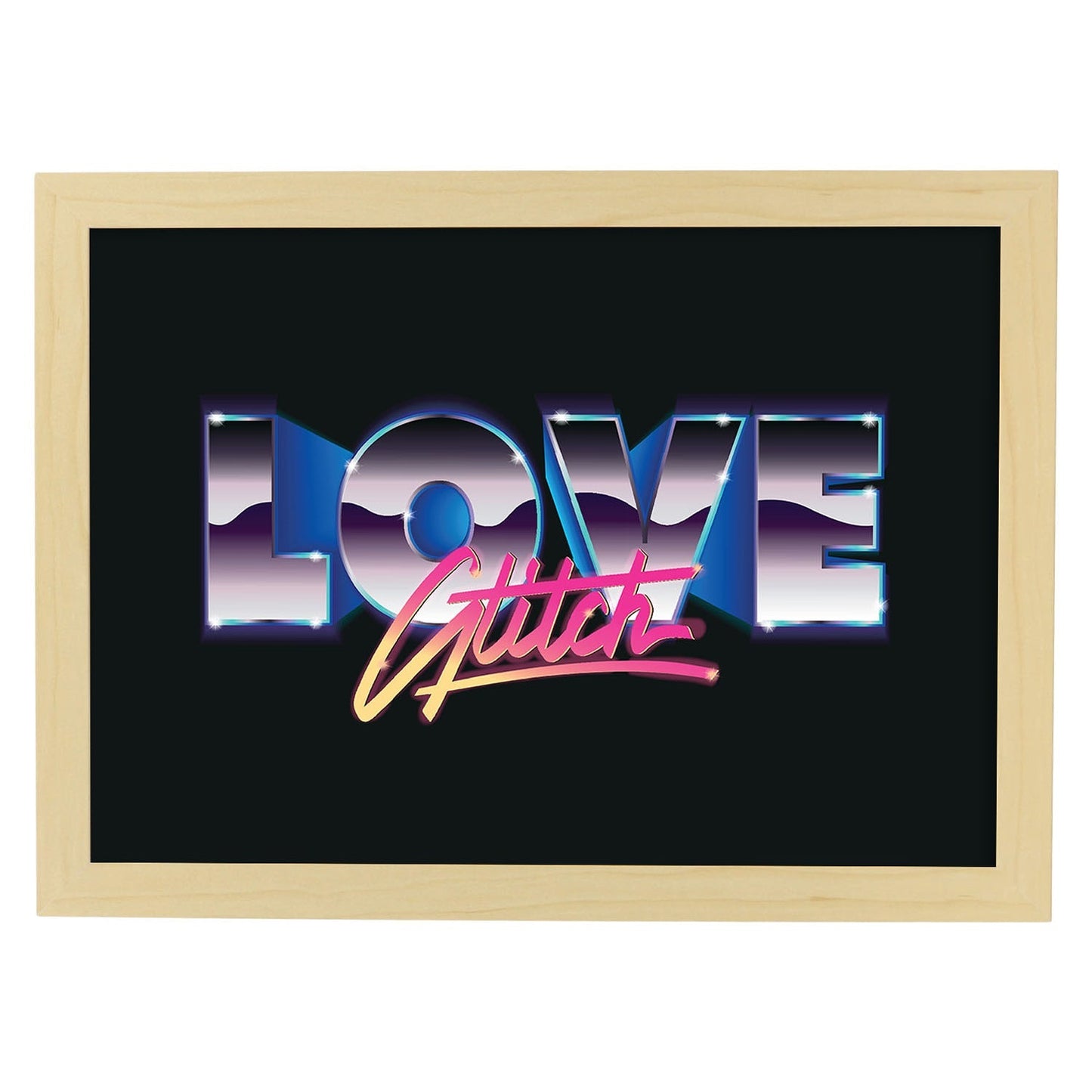Posters con mensajes felices ilustrados. Lámina de decoración 'Love Glitch' con frases motivadoras y llenas de energia.-Artwork-Nacnic-A4-Marco Madera clara-Nacnic Estudio SL