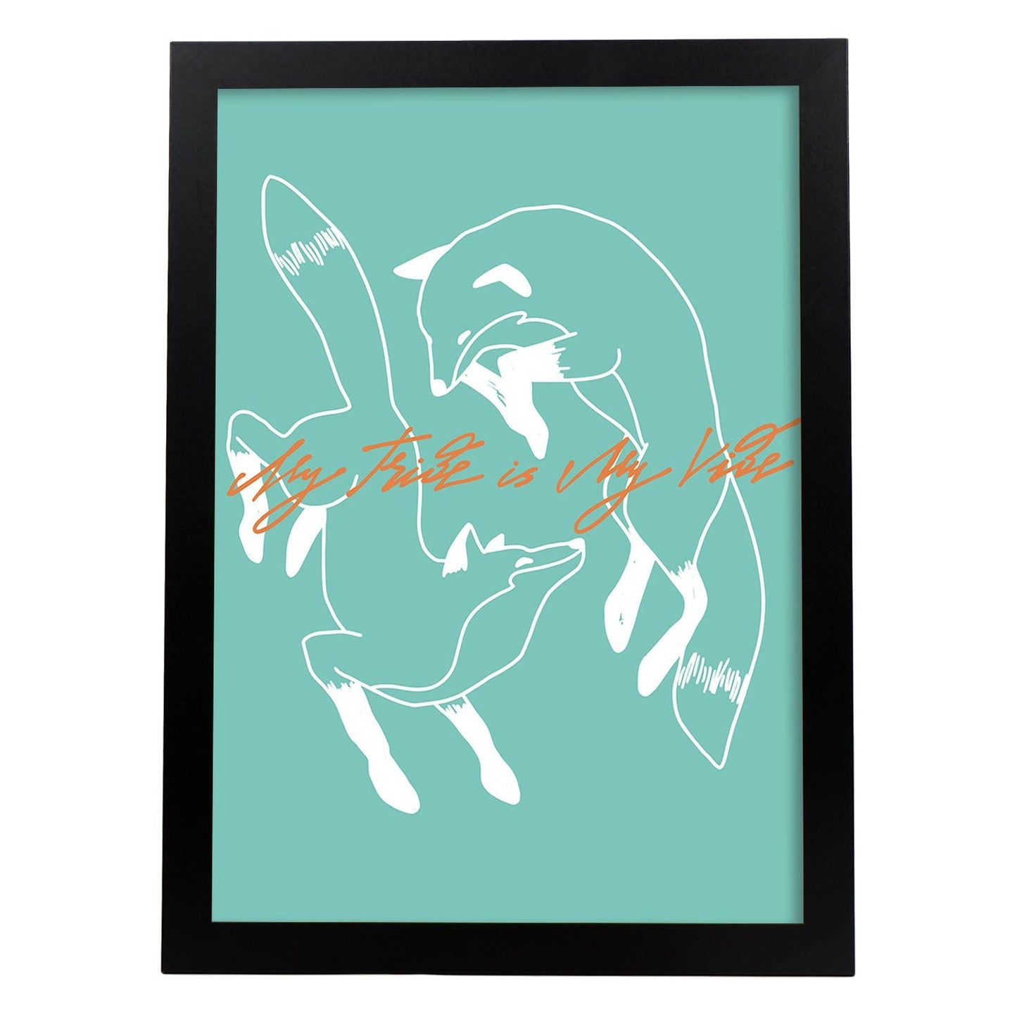 Posters con mensajes felices ilustrados. Lámina de decoración 'My Tribe' con frases motivadoras y llenas de energia.-Artwork-Nacnic-A3-Marco Negro-Nacnic Estudio SL