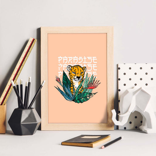 Posters con mensajes felices ilustrados. Lámina de decoración 'Paradise' con frases motivadoras y llenas de energia.-Artwork-Nacnic-Nacnic Estudio SL